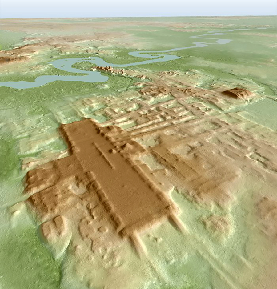 Imagine 3D a unui templu mayaș descoperit cu ajutorul LIDAR-ului.